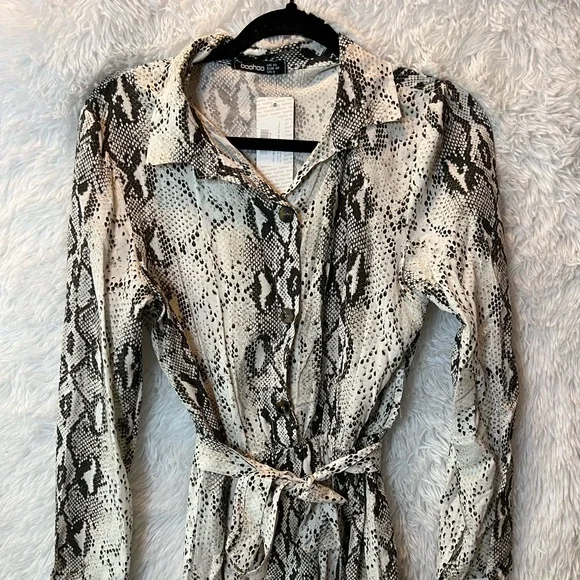Snakeskin Print Shirt Dress - Picture 2 of 3